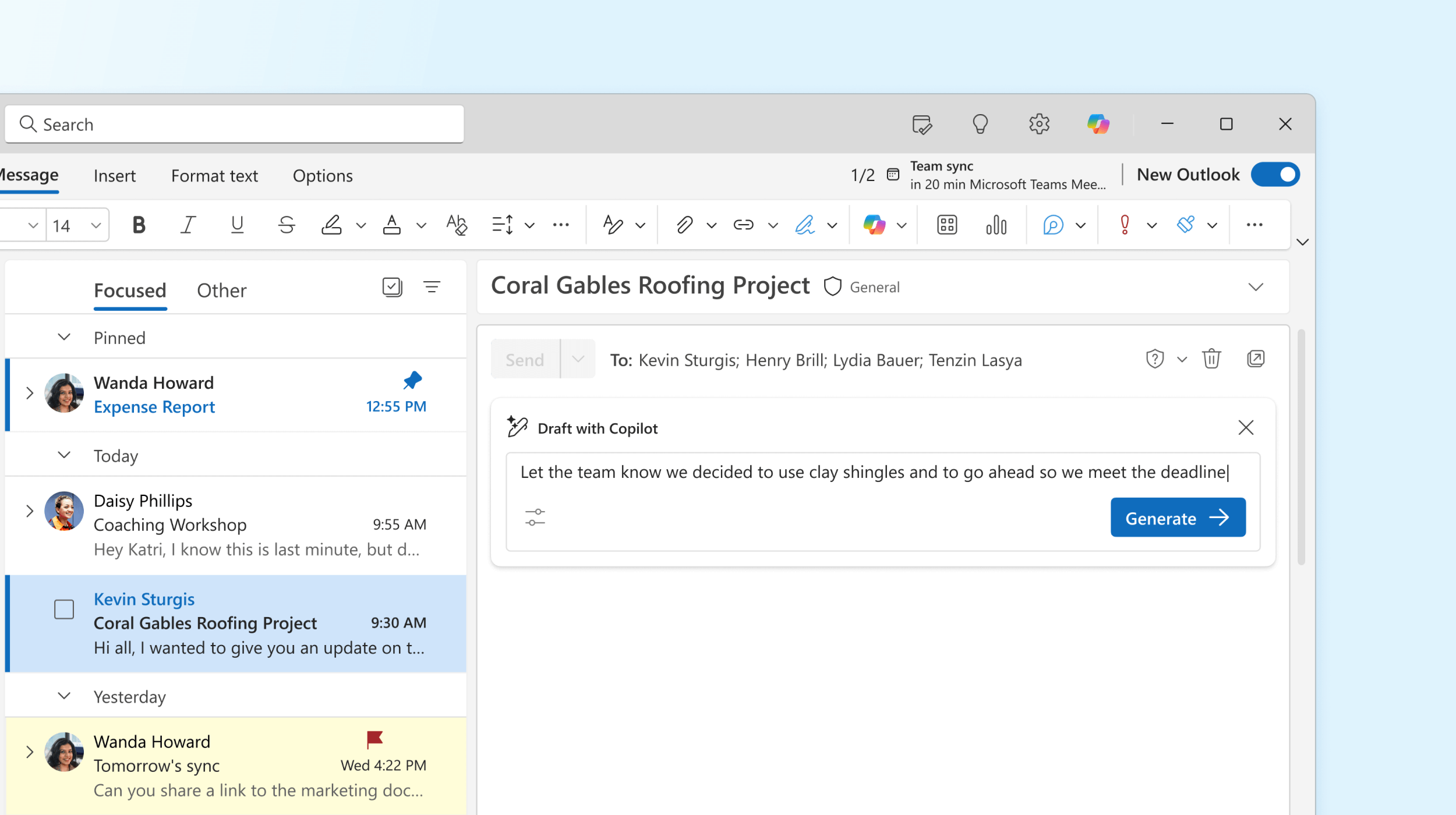 Copilot in Outlook Draft